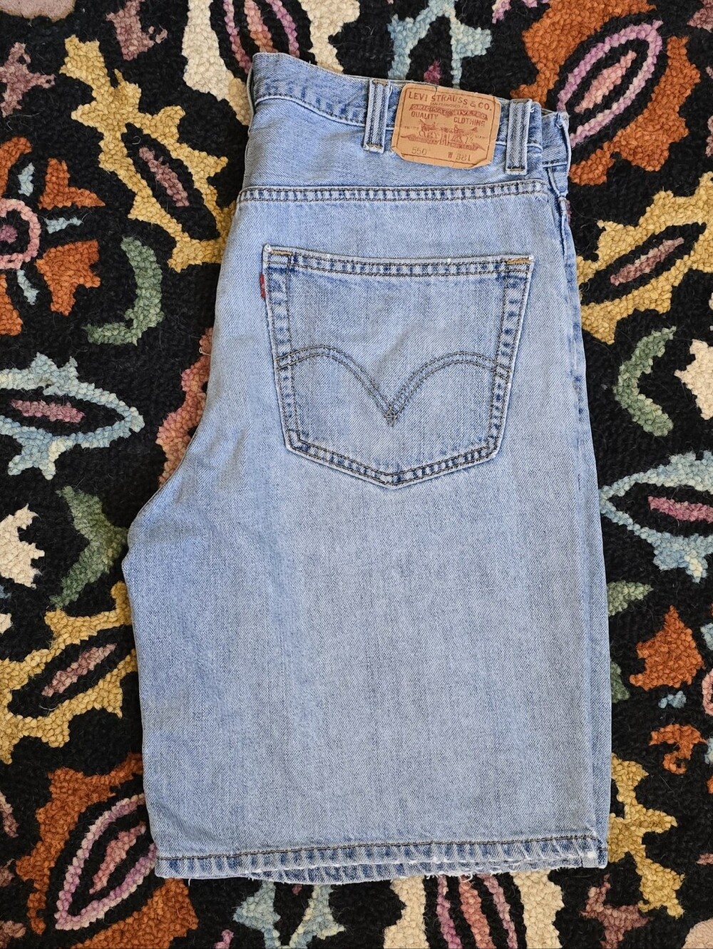 🔥🔥Y2K Levi's 550 Baggy Skater Light Blue Relaxed Fit Men's Jean Shorts Size 38